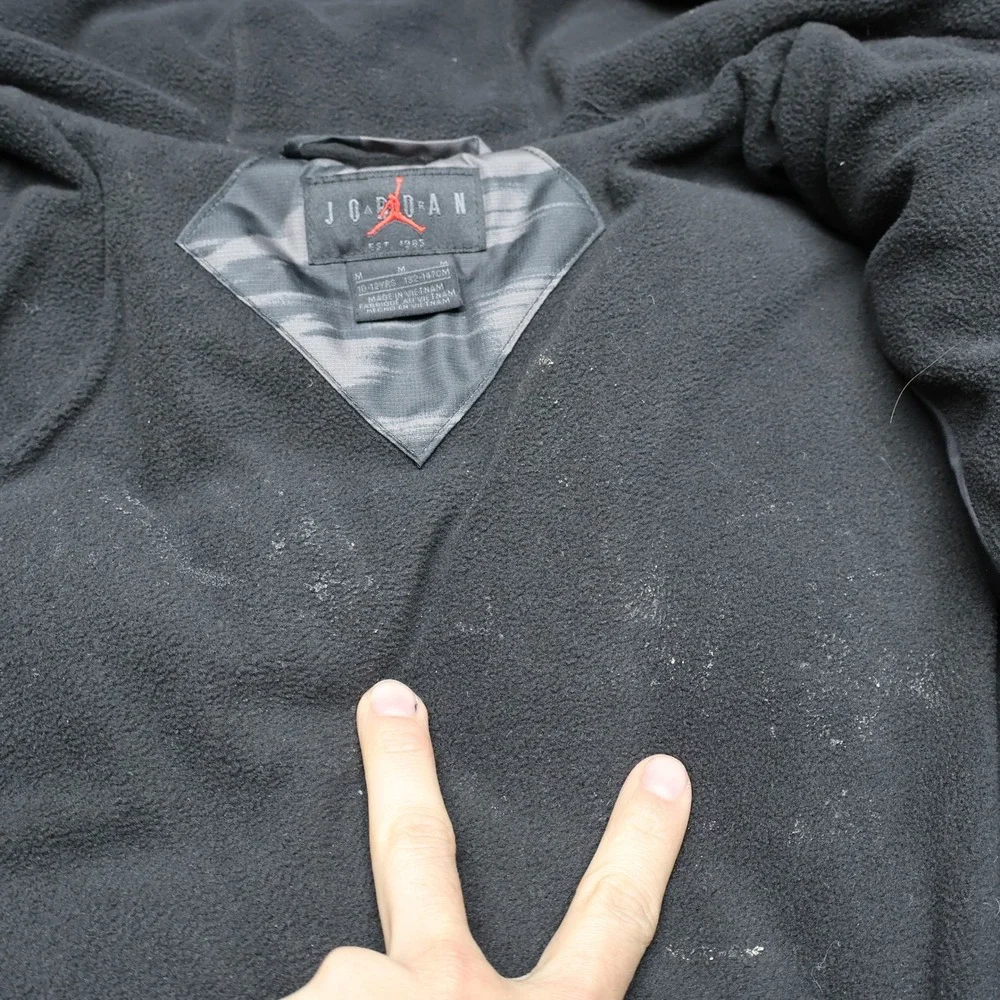 Jordan Jacket Boys Medium 10-12 Blk Insulated Full Zip Winter‎ Hood Puff VTG